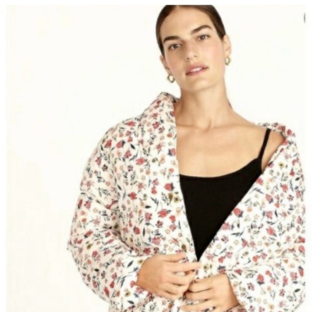 NWT J Crew Floral Puffer Jacket